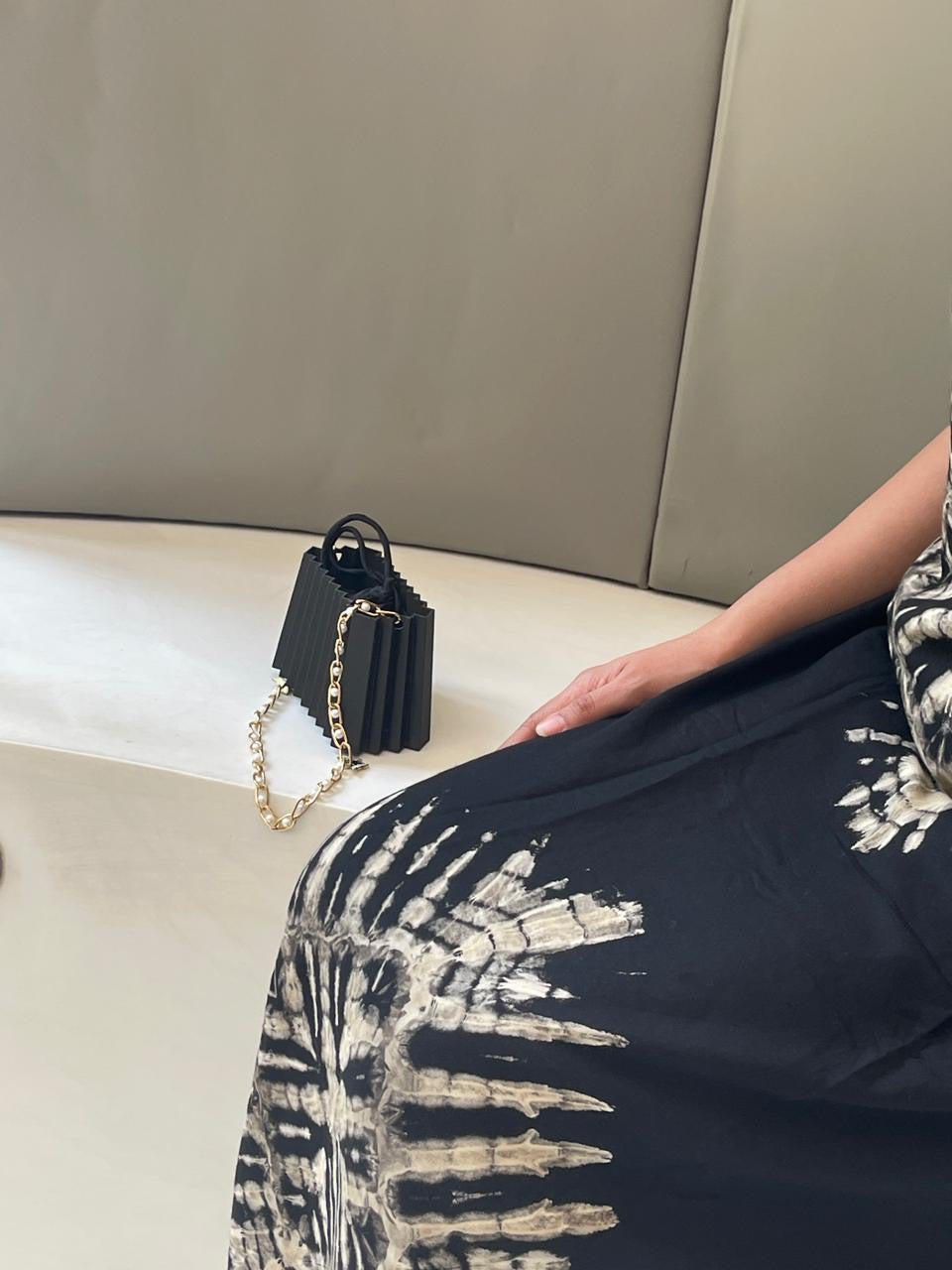 3d Printed Elegant Black Pleated Mini Handbag β Eco-Friendly