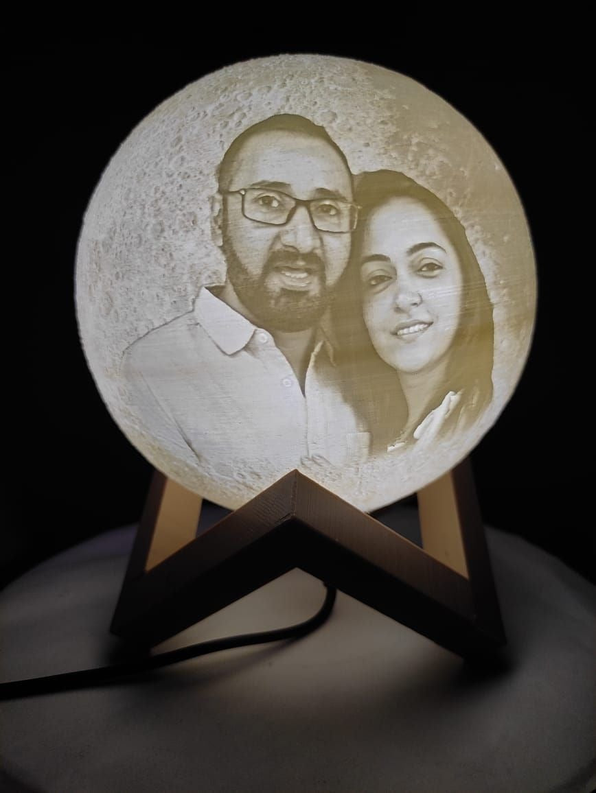 Custom 3D Moon Lamp with Photo & Text – Personalized Night Light Gift(Design After Order)