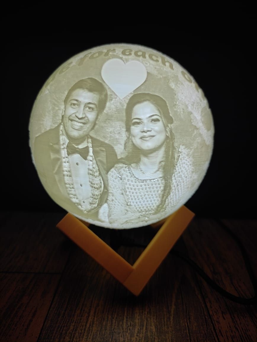 Custom 3D Moon Lamp with Photo & Text – Personalized Night Light Gift(Design After Order)