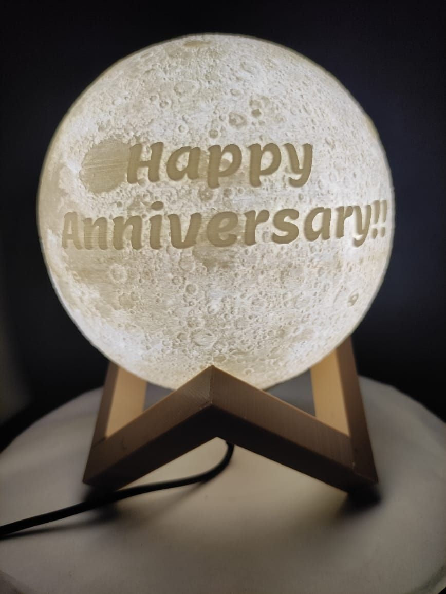 Custom 3D Moon Lamp with Photo & Text – Personalized Night Light Gift(Design After Order)