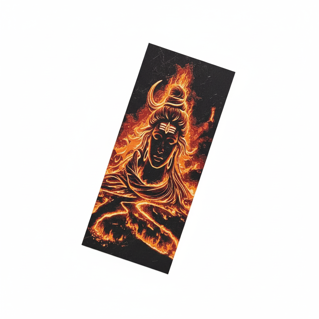 Close-up of Shiv Ji bookmark showing detailed Lord Shiva print