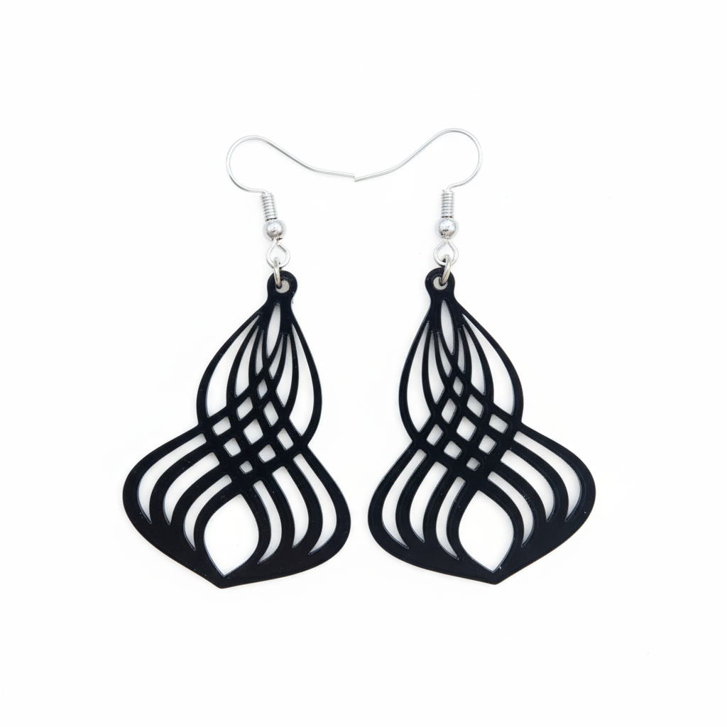 Wavy cutout 3D printed earrings pair elegant wave pattern