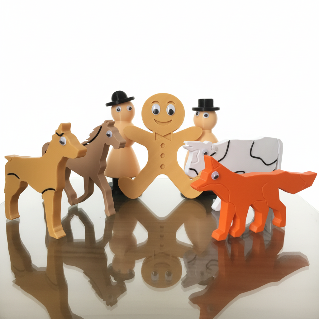 Complete Gingerbread Man story props set showing all characters with vibrant colors and details