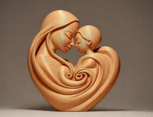MOM's Heart Figurine Shimmering gold 3D Printed