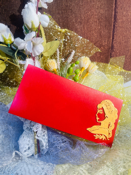 Red 3D Printed Wedding Envelope – Bride Shagun Special