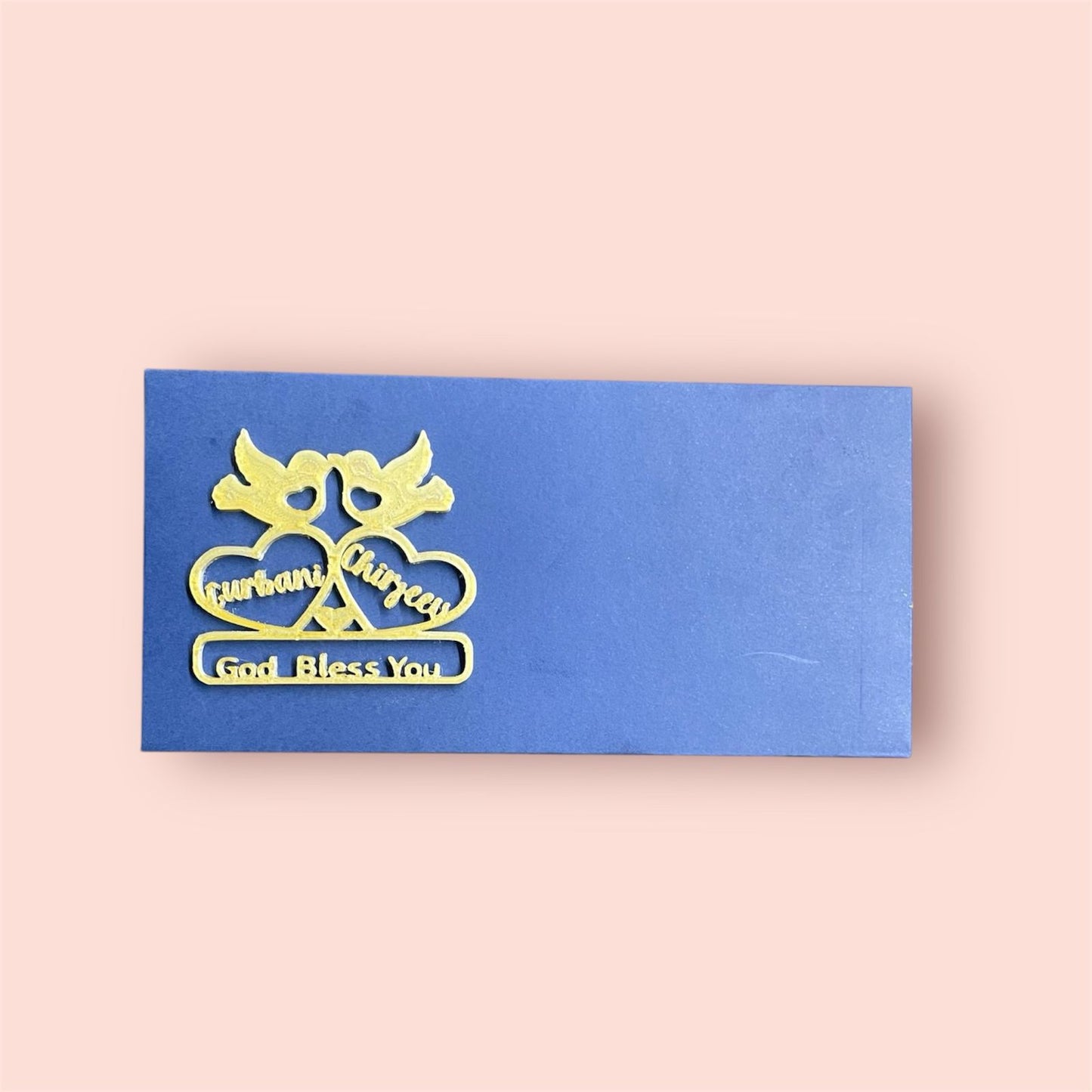 "God Bless You" Couple 3D Printed Envelope Blue