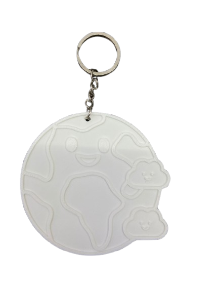Smiley Earth Keychain- Color It Yourself - perfect for Art Activity & Gift for Children