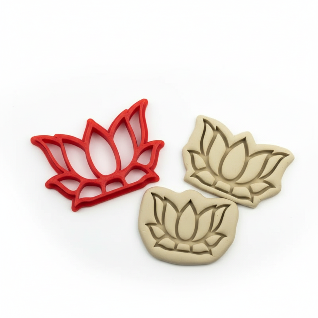 Lotus flower clay cutter showing intricate petal design pattern