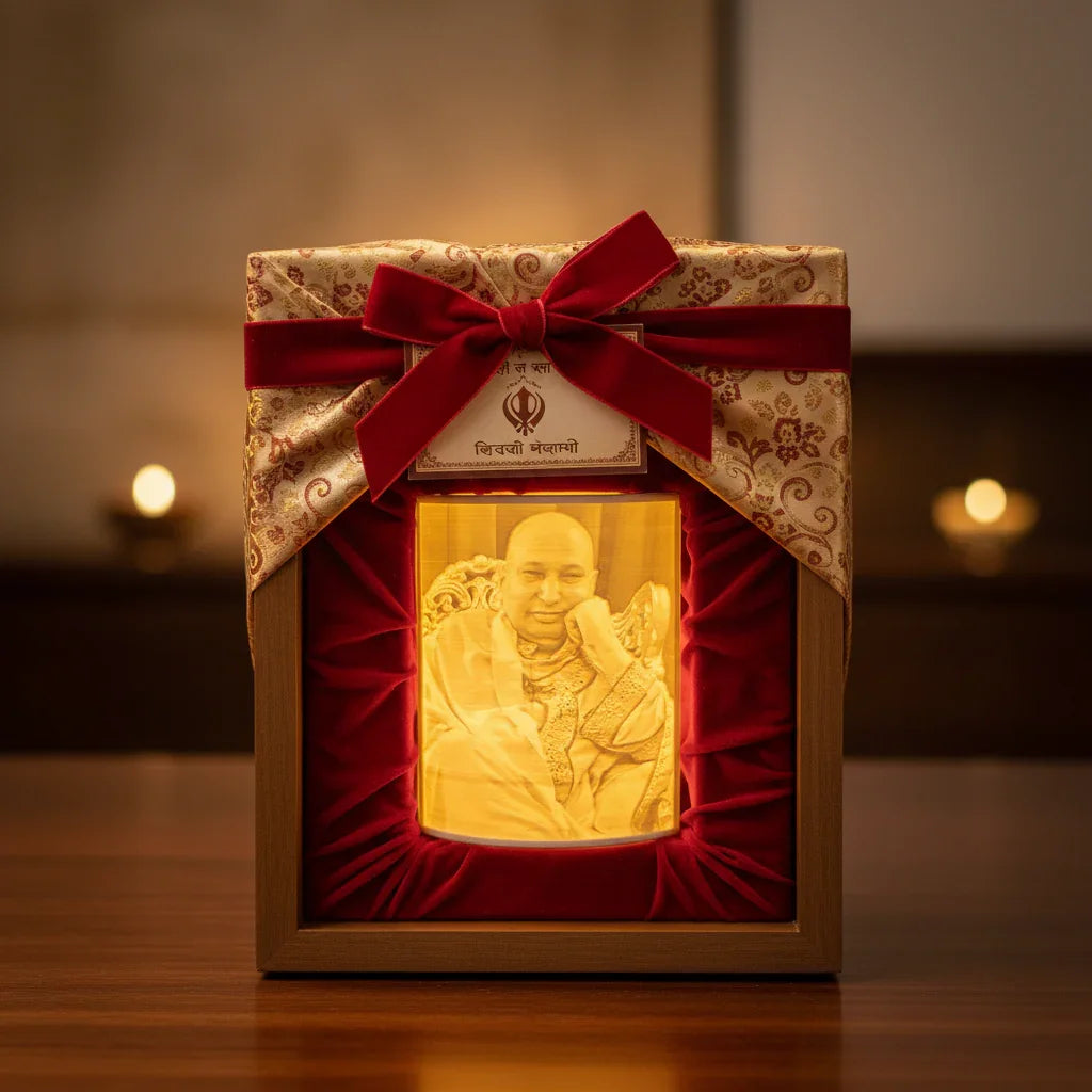 Elegant framed portrait with golden 3D engraving in velvet, home decor from The Sculpt Studio.