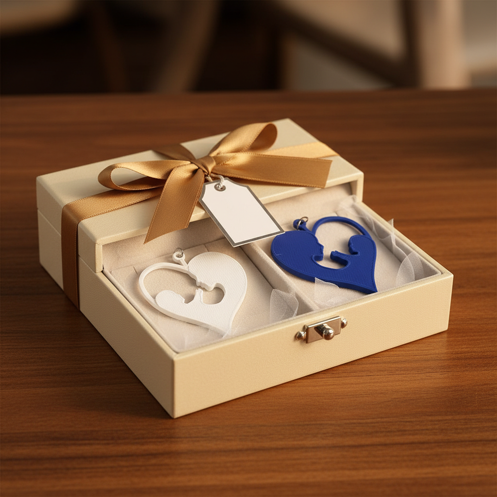 Mother child heart earrings gift box wrapped jewelry present
