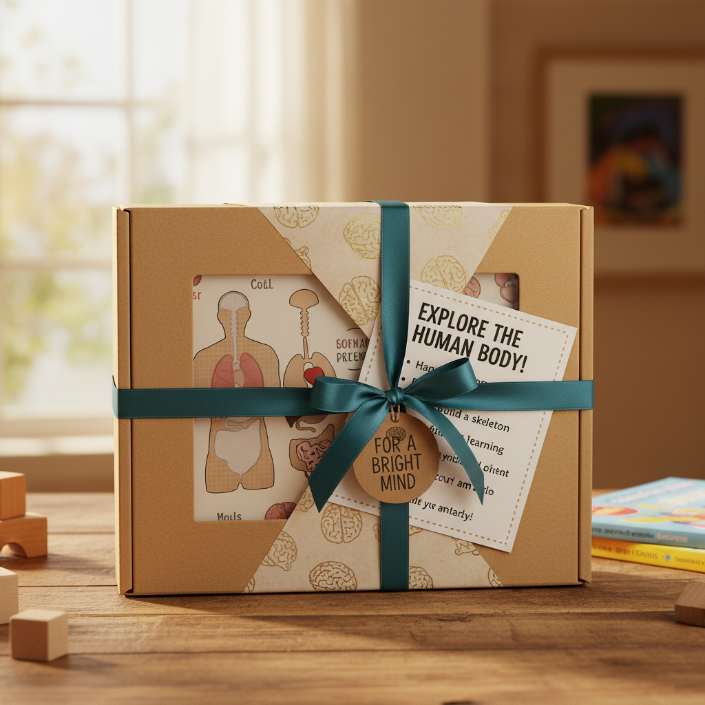 2D anatomy puzzle with brain gift presentation for science education