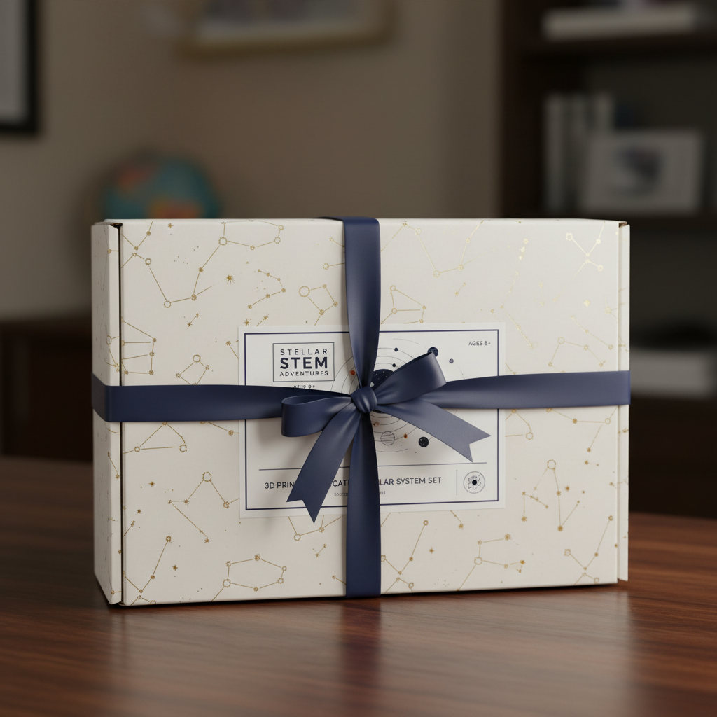 White DIY solar system set gift presentation for young astronomers