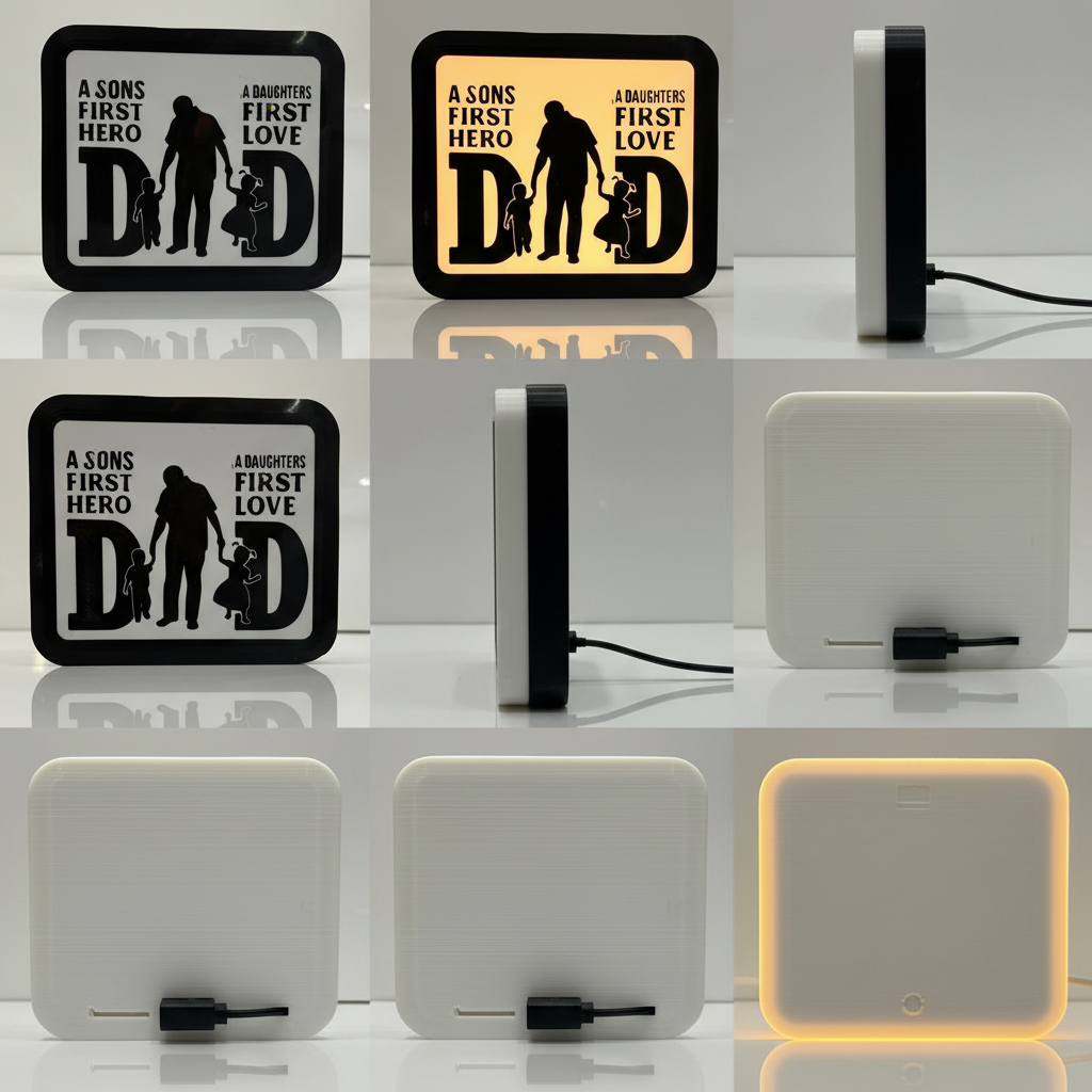 Dad Light Lamp - 3D Printed Father's Day Gift with Message