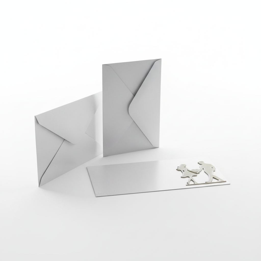White 3D printed envelope couple love embossed design multiple angles