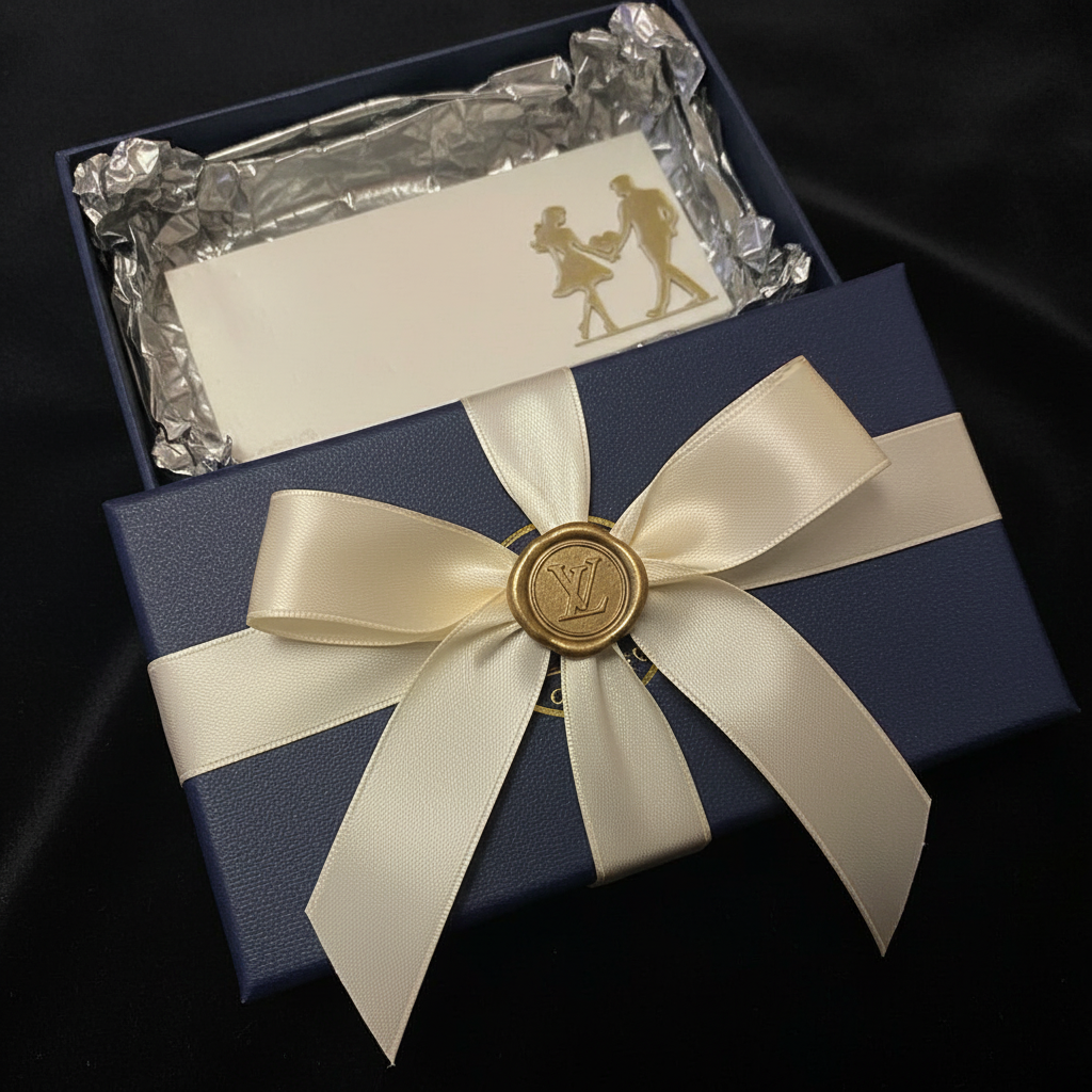 White 3D envelope gift wrapped luxury present