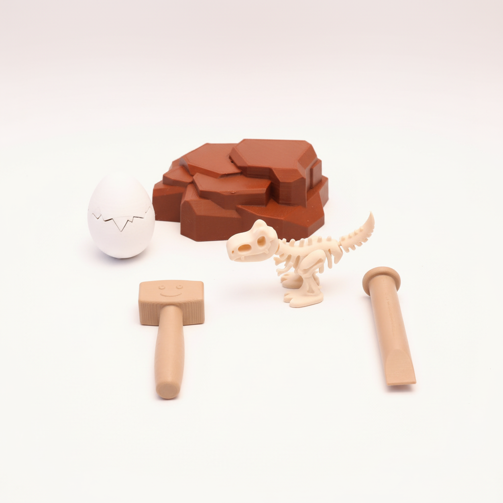 Close-up Dino Fossil Kit detailed 3D printed baby dino egg fossil