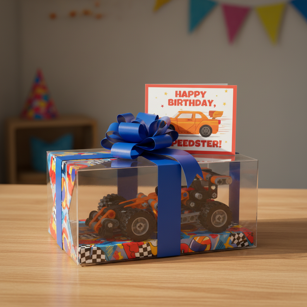 3D printed racing car toy gift presentation perfect for kids who love cars