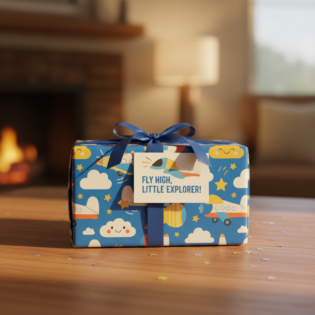 Magnetic airplane toy gift wrapped presentation for children