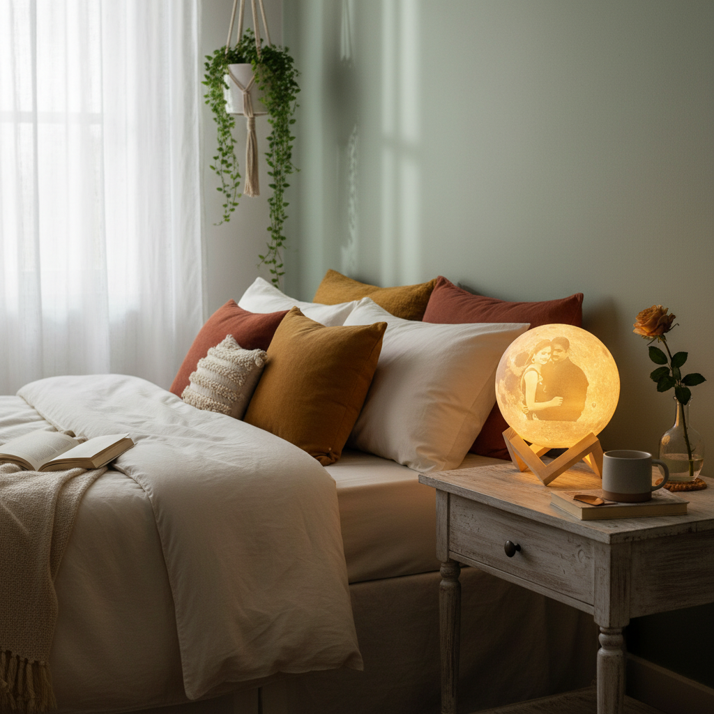 Custom 3D moon lamp personalized photo bedside table romantic bedroom