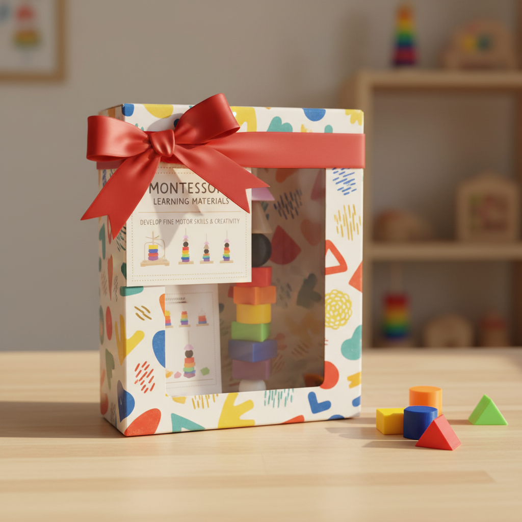 Threading stick toy gift presentation for Montessori learning