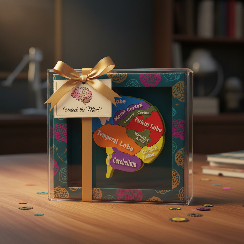 2D brain puzzle gift wrapped educational brain teaser present