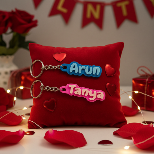 Matching personalized name keychains for couples romantic gift