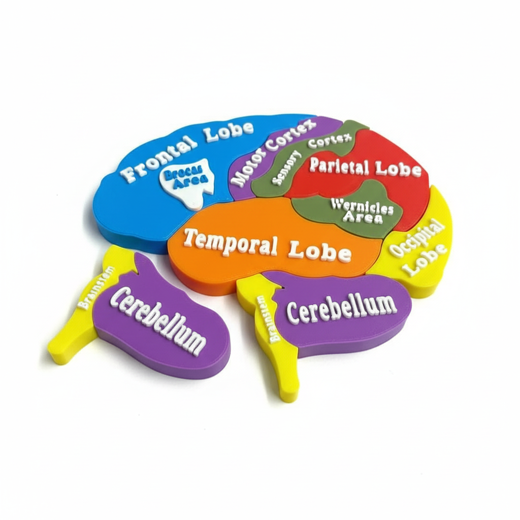 Close-up 2D brain puzzle showing geometric pieces quality detail