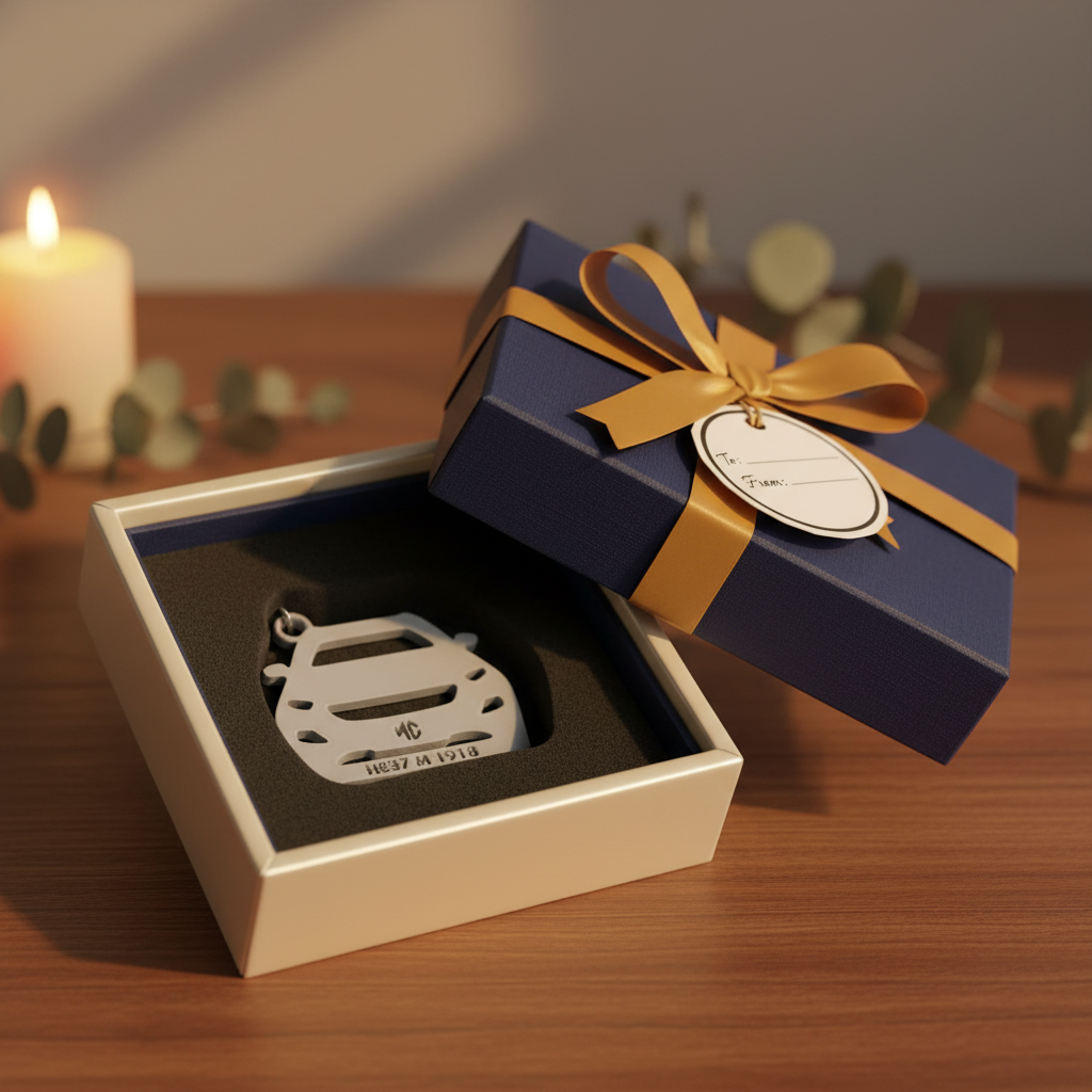 Personalized car number plate keychain gift wrapped custom present