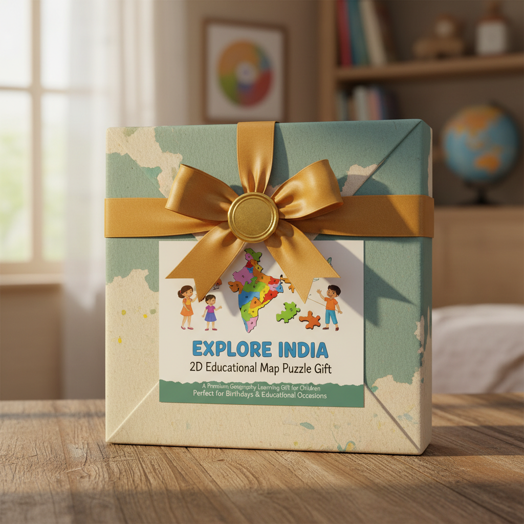 Map of India 2D puzzle gift presentation for educational occasions