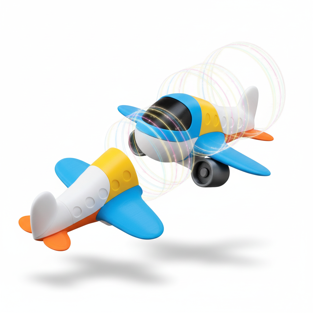 Magnetic airplane pieces showing strong magnetic connections detail