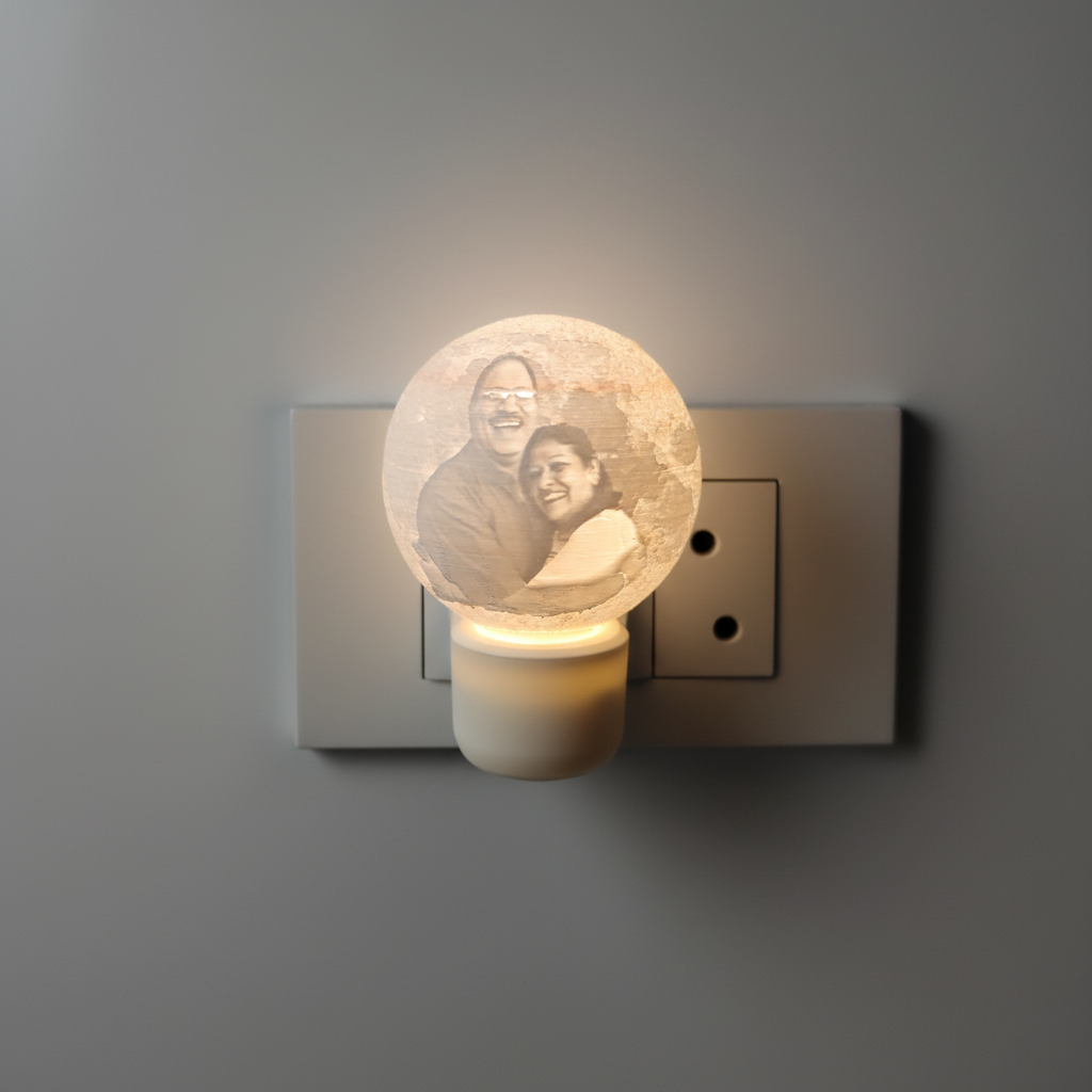 Customized socket night light personalized family photo glowing