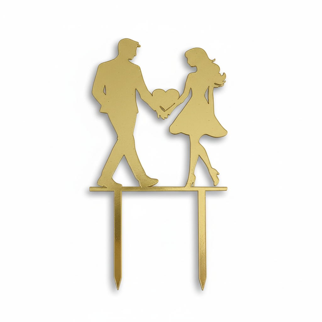 Close-up of couple love cake topper showing romantic couple design