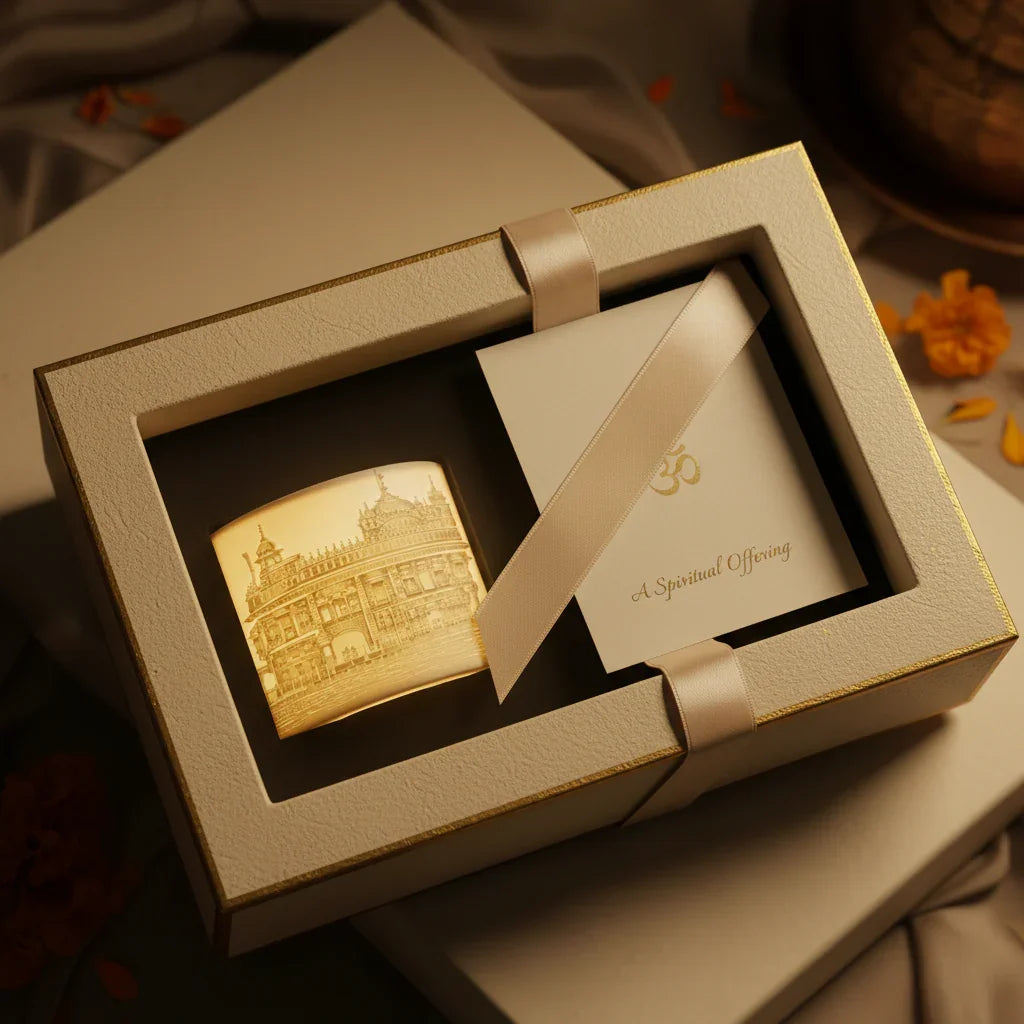 Elegant gift box with architectural candle and card, The Sculpt Studio spiritual offering.