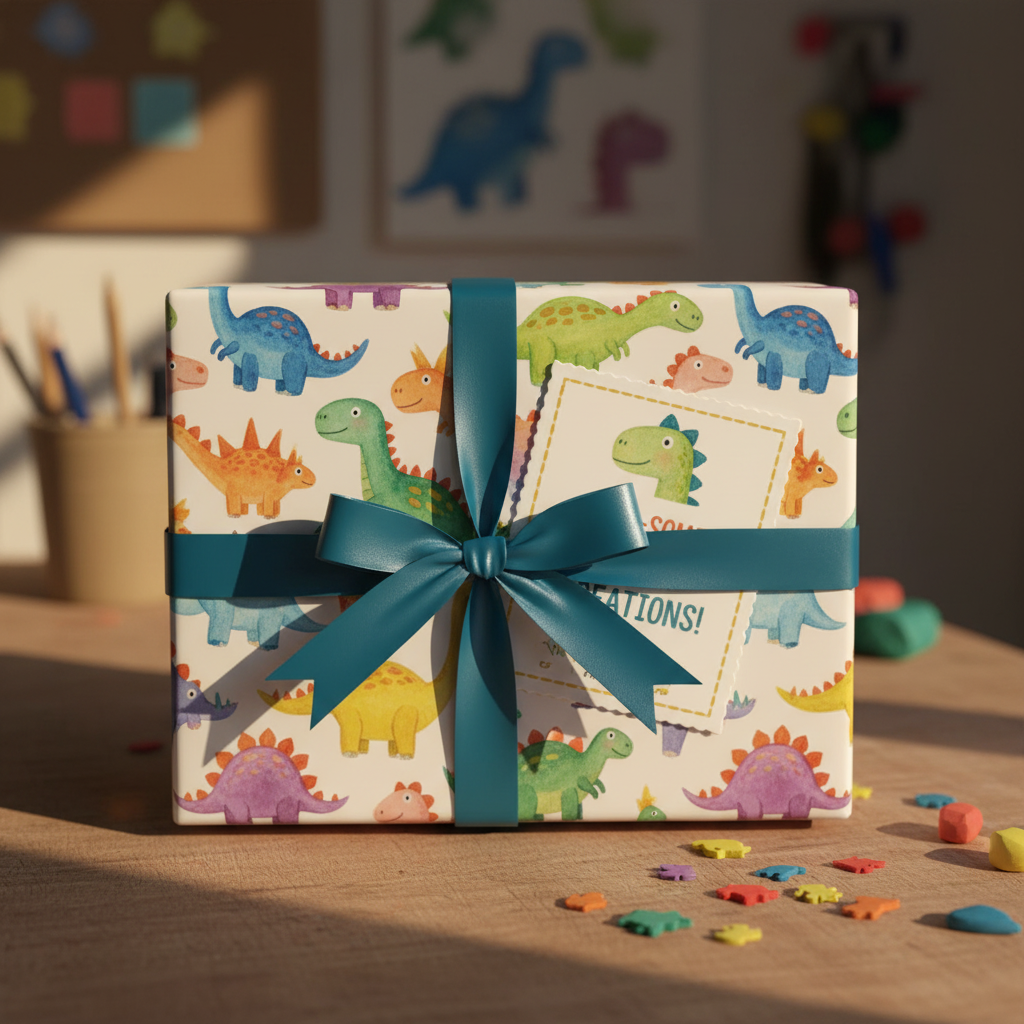 Dinosaur clay cutter gift wrapped craft tool present