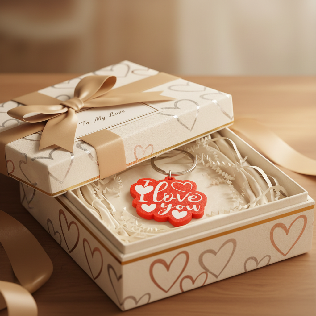 I Love You keychain gift wrapped romantic present