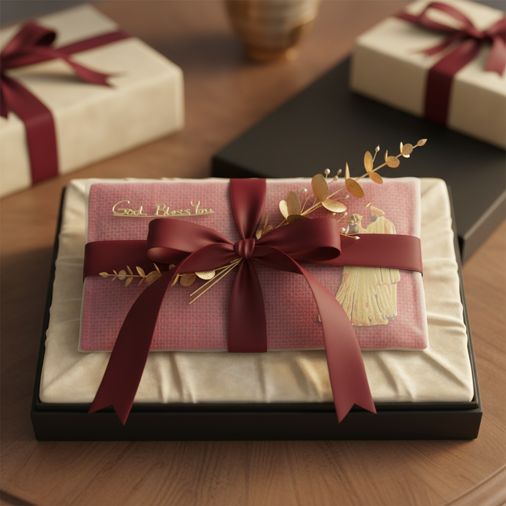 Dark pink 3D envelope gift wrapped luxury present