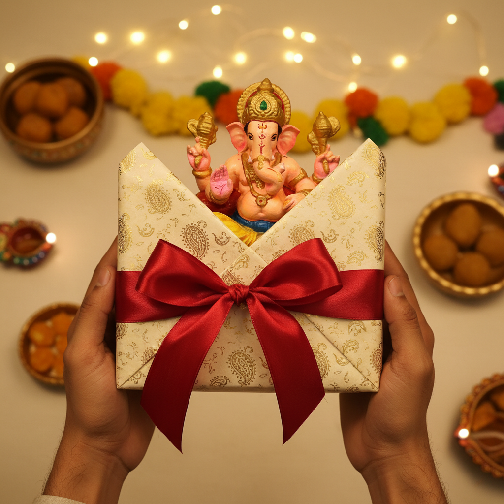 Colored Ganesh Ji Murti gift presentation for festive occasions and celebrations