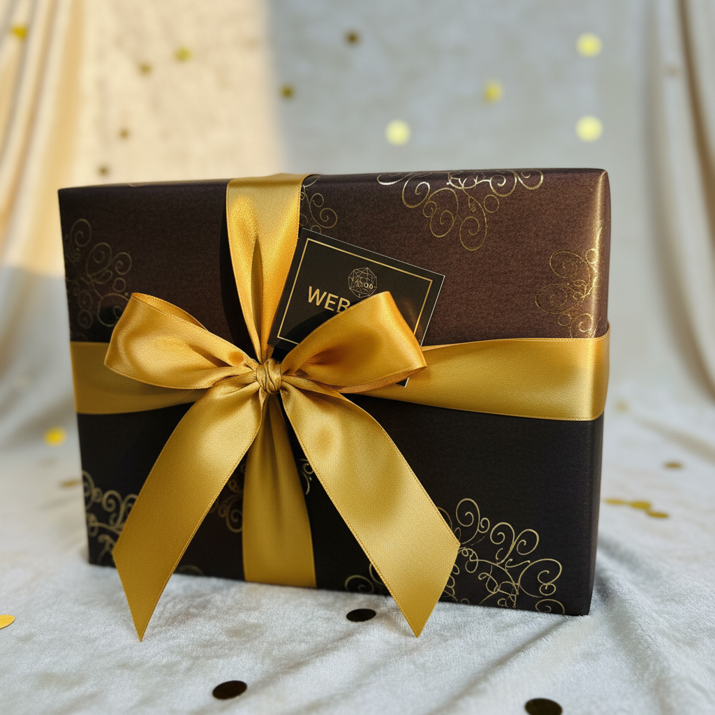 Golden web handbag gift wrapped luxury present