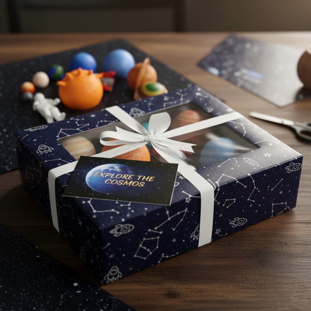 Solar system set gift wrapped educational space present