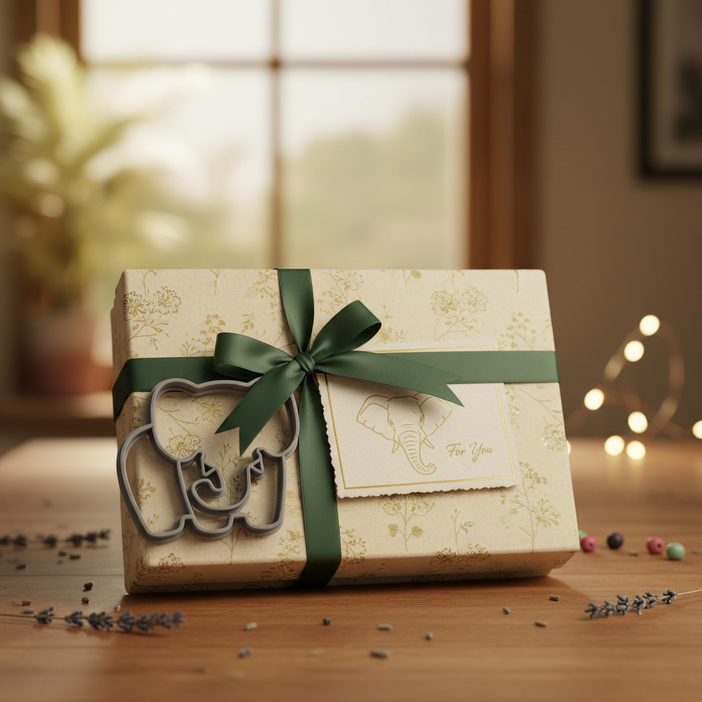 Elephant clay cutter gift wrapped craft tool present
